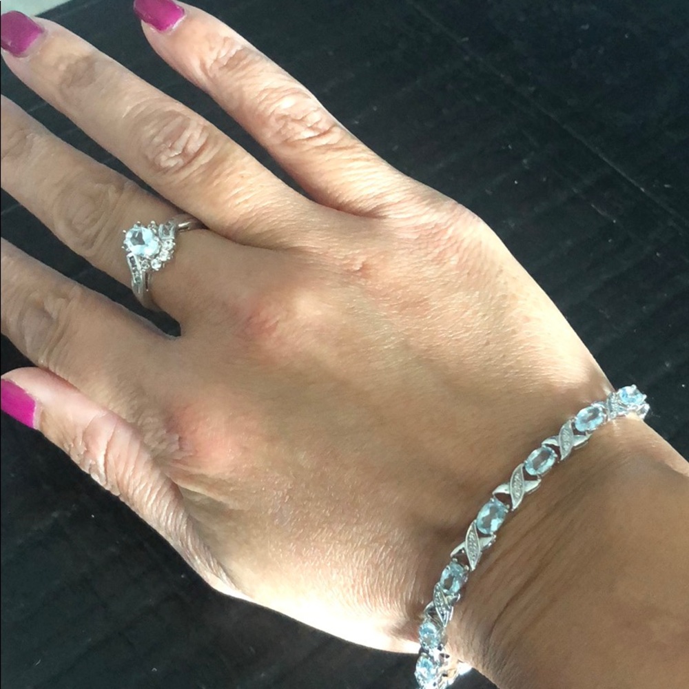 Aquamarine Birthstone bracelet/ring set